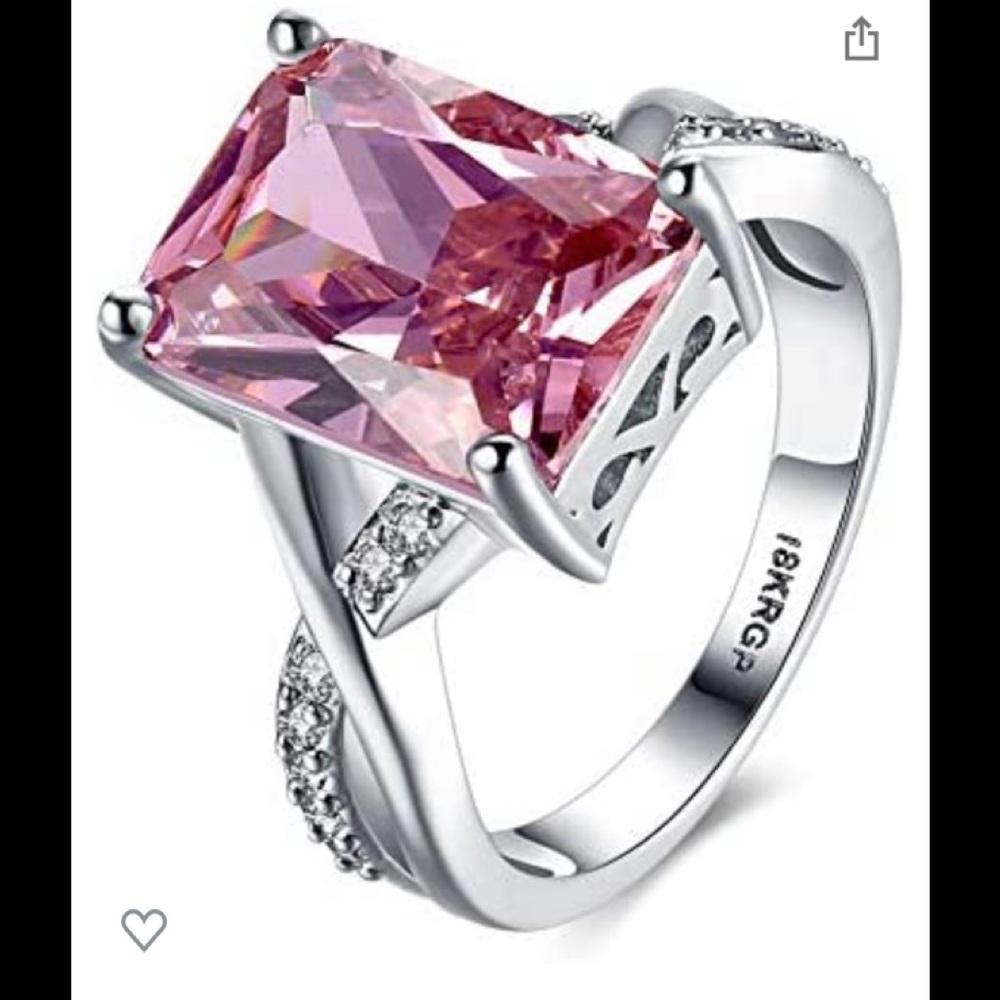 Xiaodou Ring 18k White Gold Gp Pink Austria Crystal
